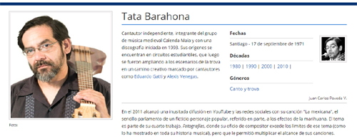 Biografía de Tata Barahona en MusicaPopular.cl